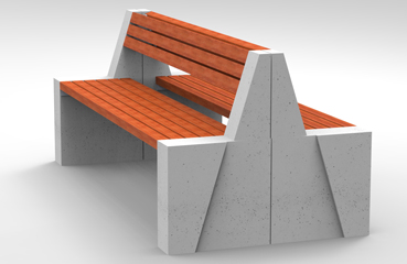 Ławka parkowa z oparciem dostępna w bogatej ofercie kolorystycznej betonu architektonicznego