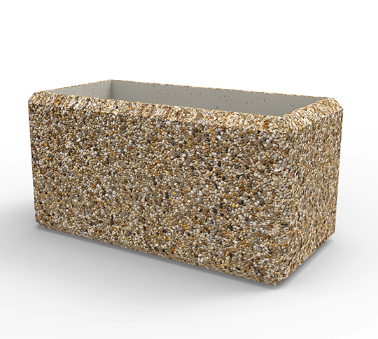 Prostokątne donice betonowe ALDONA z charakterystycznymi fazami na krawędziach zewnętrznych to propozycja dla zwolenników prostych kształtów w przestrzeniach publicznych.
