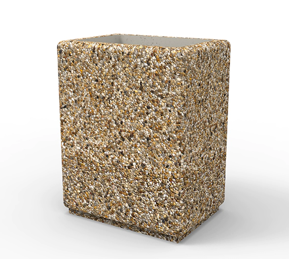 STYL-BET donice betonowe dostępne w bogatej ofercie kolorów kruszyw naturalnych. Prezentowane donica należy do serii donic LARGO VACANT.