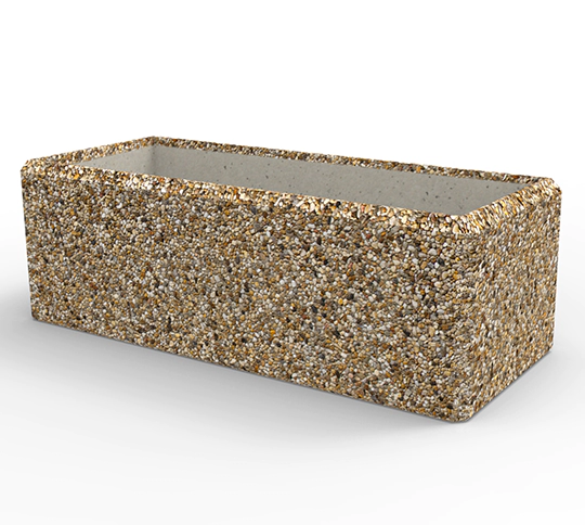 STYL-BET prostokątne donice betonowe AGATA w szerokiej gamie kolorów kruszyw naturalnych, wykończone w technologii betonu płukanego