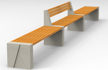Betonowe ławki z wygodnym siedziskiem drewnianym dostępne w ofercie producenta małej architektury firmy STYL-BET