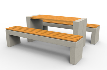 Ławki oraz stół wykonane w technologii betonu architektonicznego
