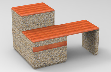 Rozszerzona wersja siedziska Largo wykonanego w technologii betonu płukanego, z dodaną przystawką