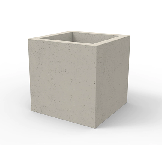 Donica o nowoczesnym minimalistycznym kształcie, wykonana w technologii betonu architektonicznego
