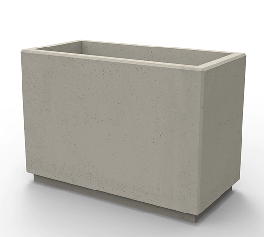 Duża donica z betonu architektonicznego, doskonale współgra w przestrzeni miejskiej z ławkami oraz siedziskami z serii Relax deco