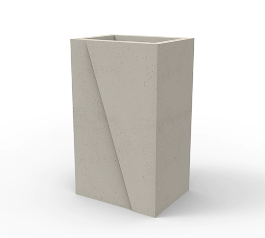 Prostokątna wersja donicy WISA, wykonana w technologii betonu architektonicznego