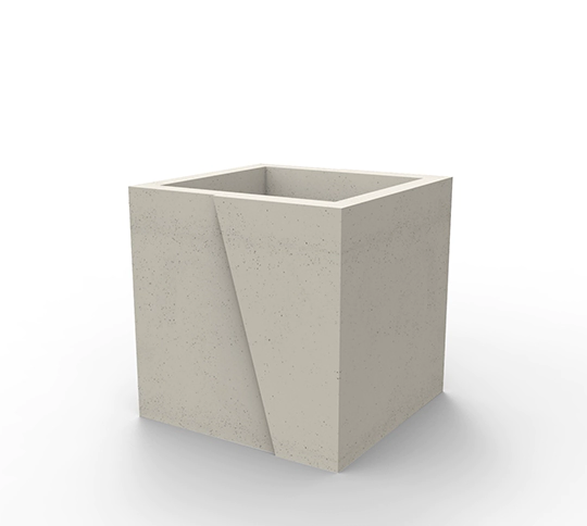 Kwadratowa donica betonowa z seri WISA deco, o wymiarach 45 x 45 x wys. 45 cm. 