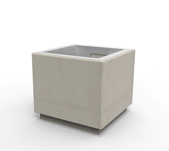 Kosze uliczne z serii RELAX deco, o pojemności 50 litrów, wykonane w tchnologii betonu architektonicngo.