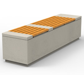 Druga wersja Ławki Relax wzbogacona o betonowe wstawki, wykonana w technologii betonu architektonicznego.