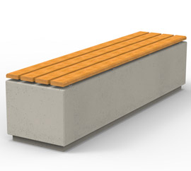 Trzeci wariant ławki betonowej Relax z siedziskiem drewnianym bez oparcia