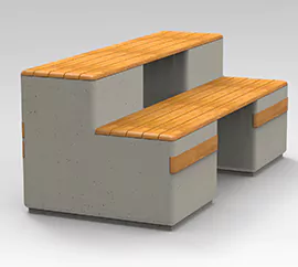 Podwojona wersja siedziska Largo deco dostępne w bogatej ofercie wariantów betonu architektonicznego.