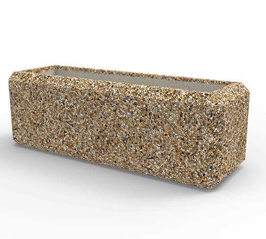 Prostokątna donica betonowa, Jej kształt i wymiary są doskonałą propozycją do wykorzystania w dużych oraz małych przestrzeniach.
